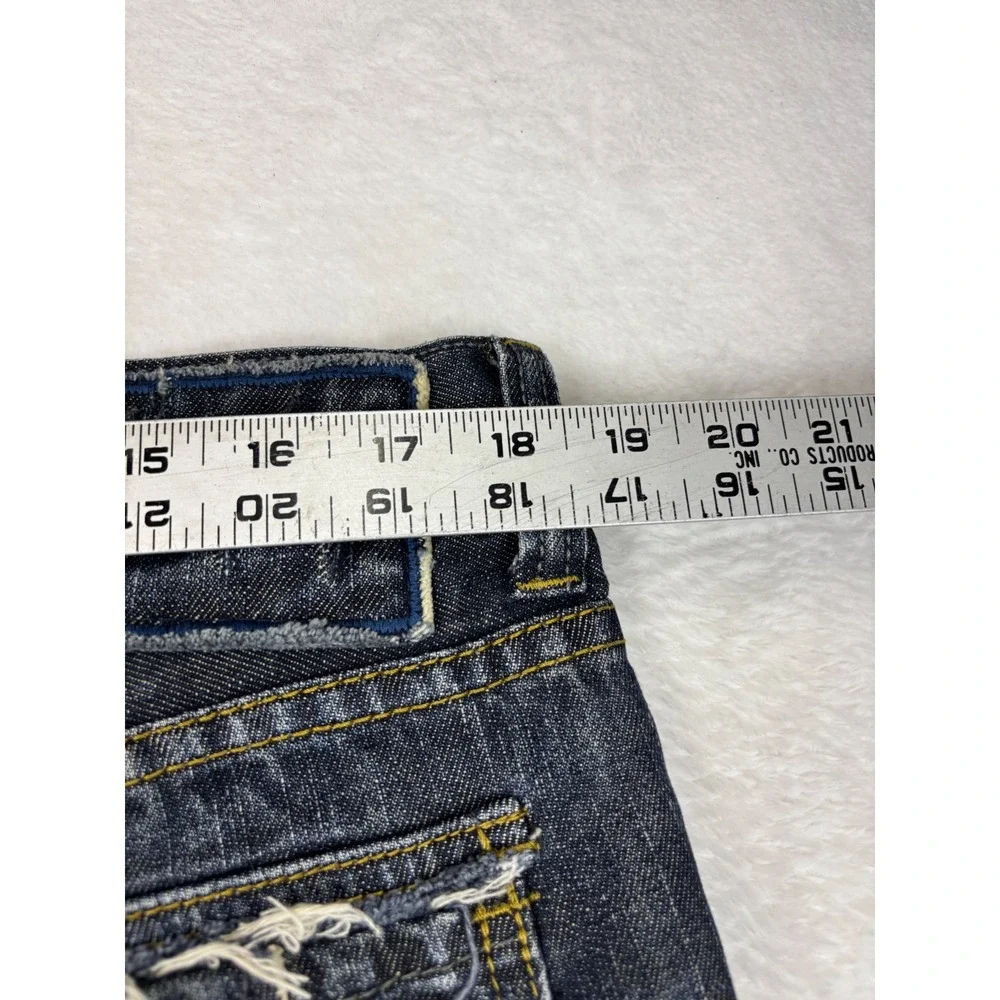 Helix Slim Mens 34x30 Bootcut Jeans Dark Wash Distress Embroidered  Cross Pocket